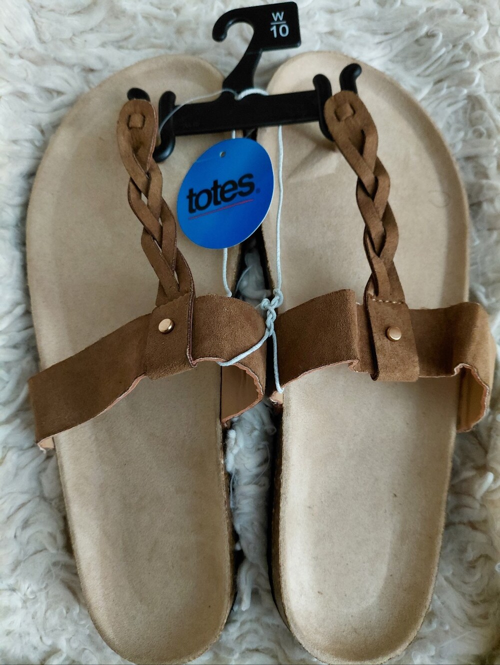 totes Women's Brown Braided Strap Sandals(Size 10)